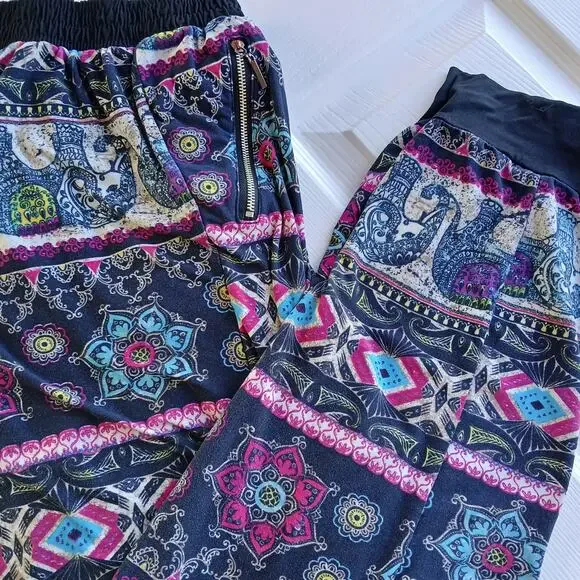 Bae City Elephant Print Harem Pants 3X joggers lounging PJ pajama pants pockets - Picture 14 of 16